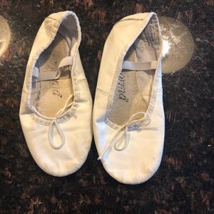 White leather ballet slippers